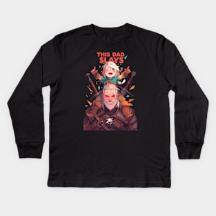 This Dad Slays - Father's Day Gift - Witcher Kids Long Sleeve T-Shirt